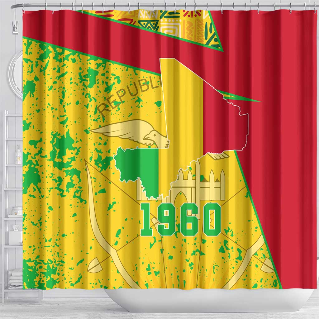 Mali in My Heart Shower Curtain Map with National Flag Colors
