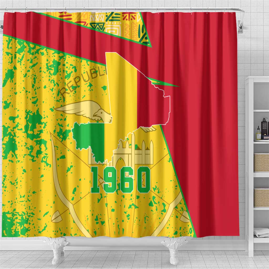 Mali in My Heart Shower Curtain Map with National Flag Colors