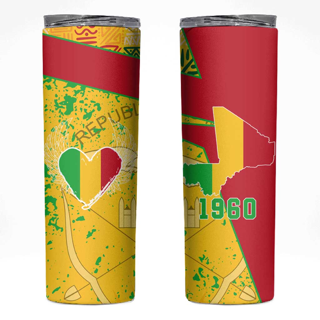 Mali in My Heart Skinny Tumbler Map with National Flag Colors