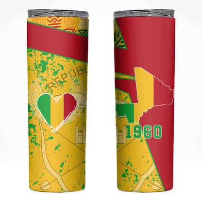 Mali in My Heart Skinny Tumbler Map with National Flag Colors