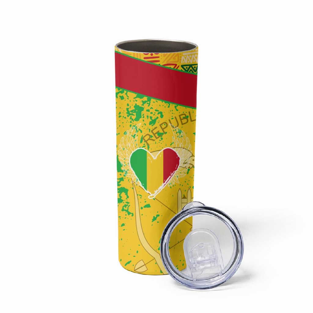 Mali in My Heart Skinny Tumbler Map with National Flag Colors