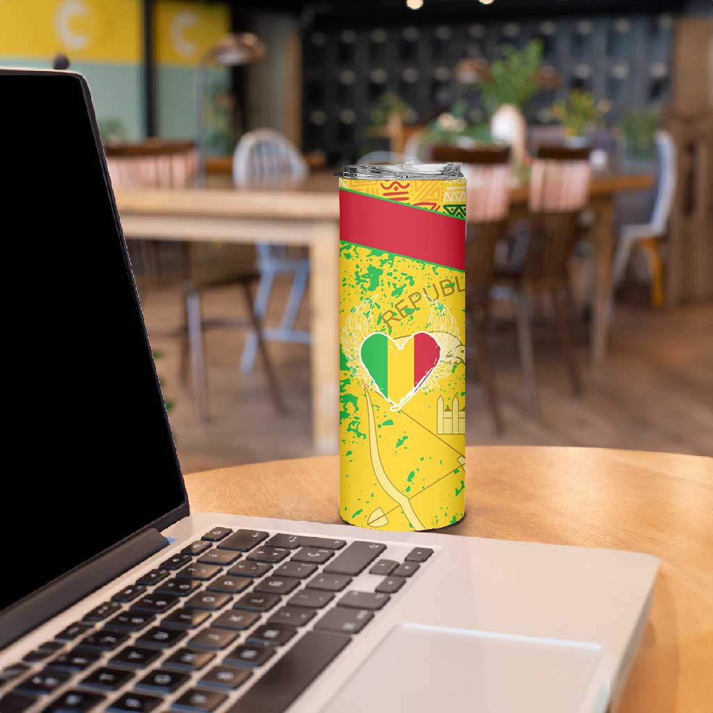 Mali in My Heart Skinny Tumbler Map with National Flag Colors
