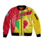 Mali in My Heart Sleeve Zip Bomber Jacket Map with National Flag Colors