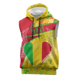 Mali in My Heart Sleeveless Hoodie Map with National Flag Colors - African Pride