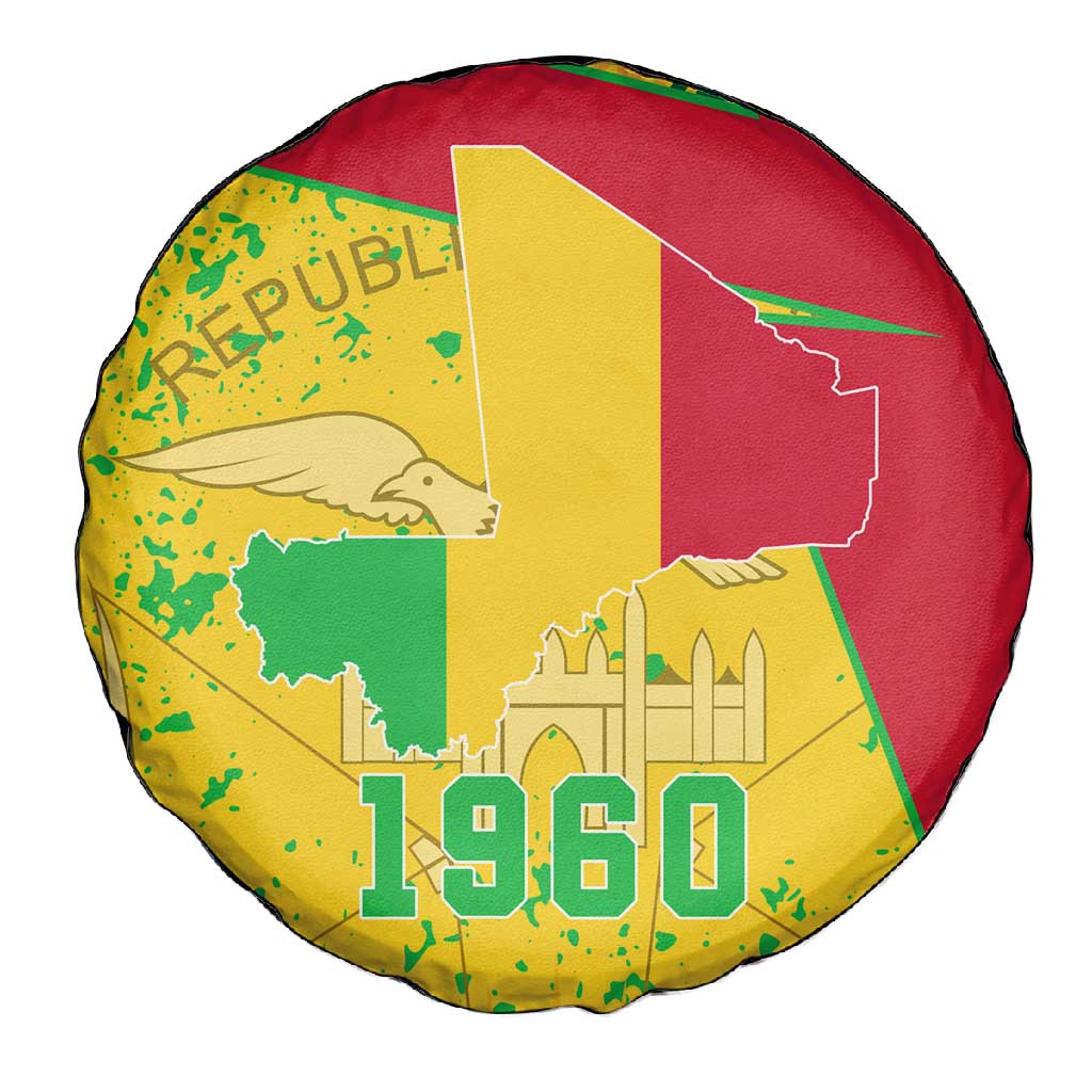 Mali in My Heart Spare Tire Cover Map with National Flag Colors