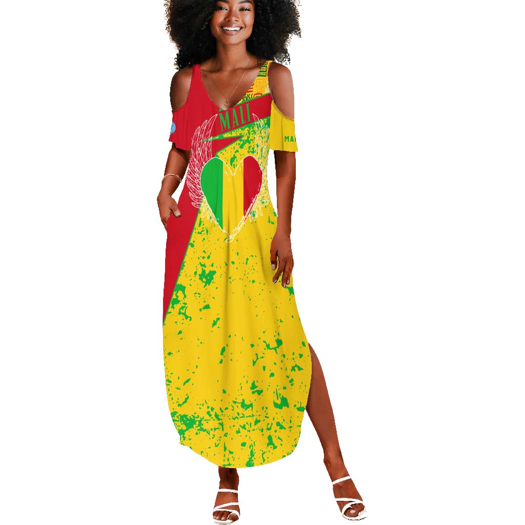 Mali in My Heart Summer Maxi Dress Map with National Flag Colors
