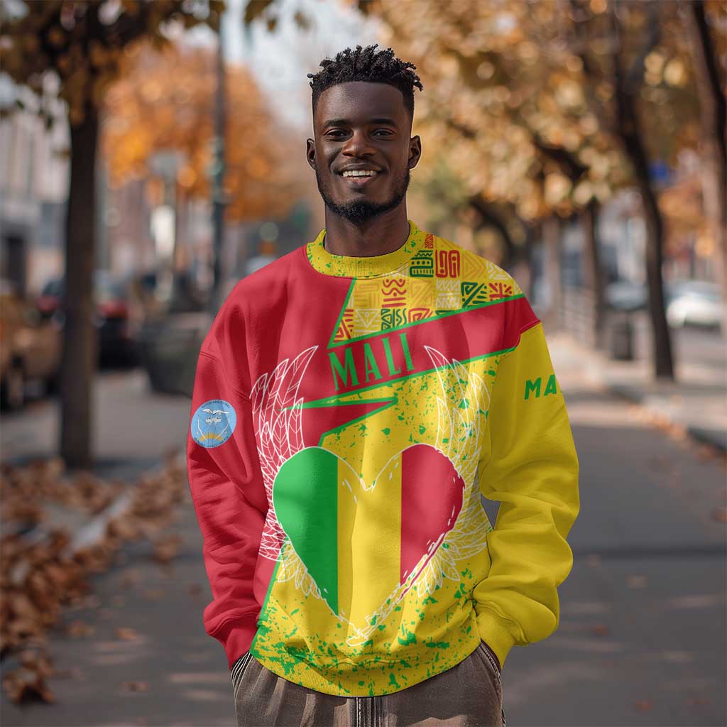 Mali in My Heart Sweatshirt Map with National Flag Colors