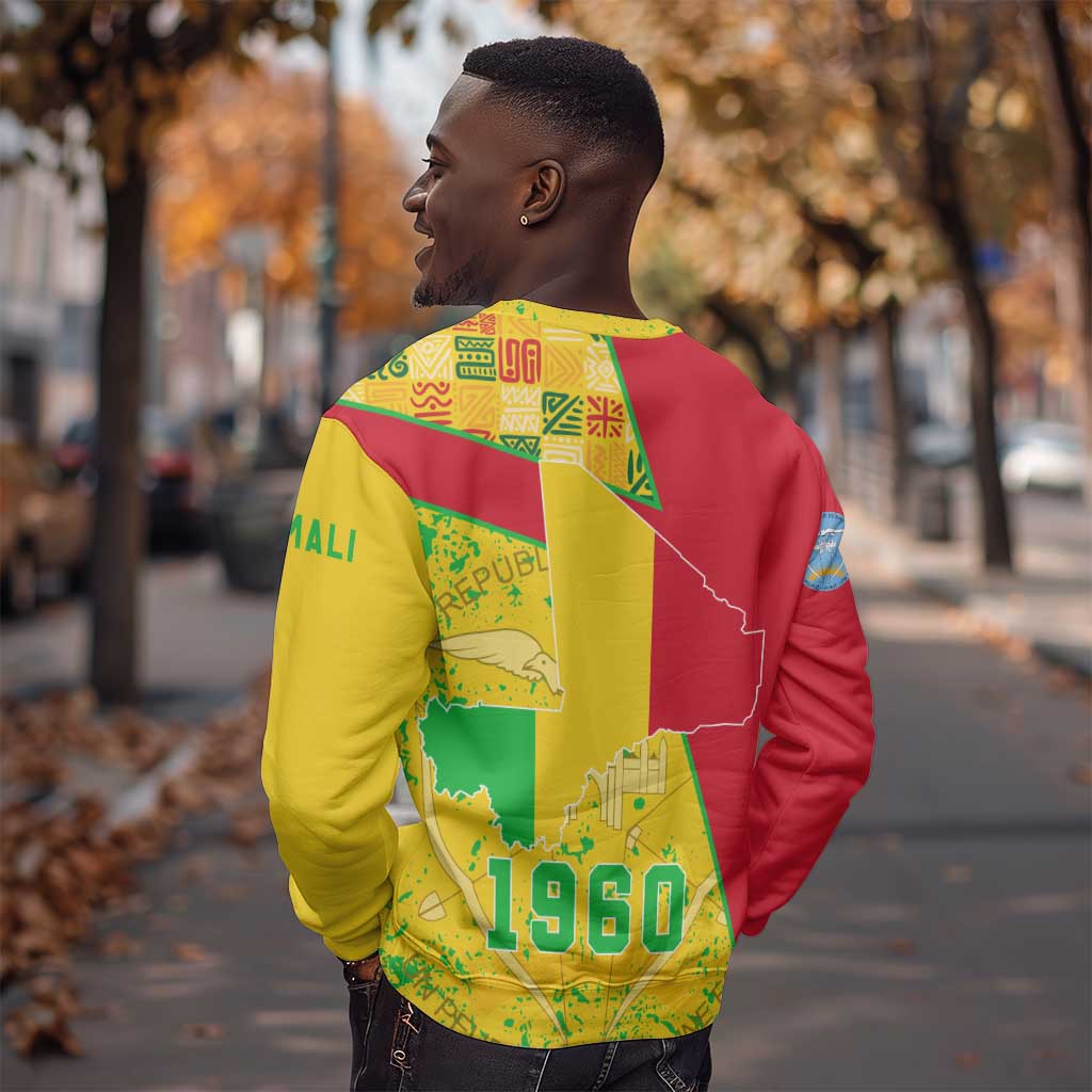Mali in My Heart Sweatshirt Map with National Flag Colors