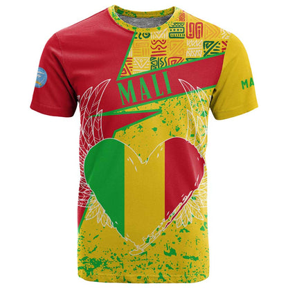 Mali in My Heart T shirt Map with National Flag Colors