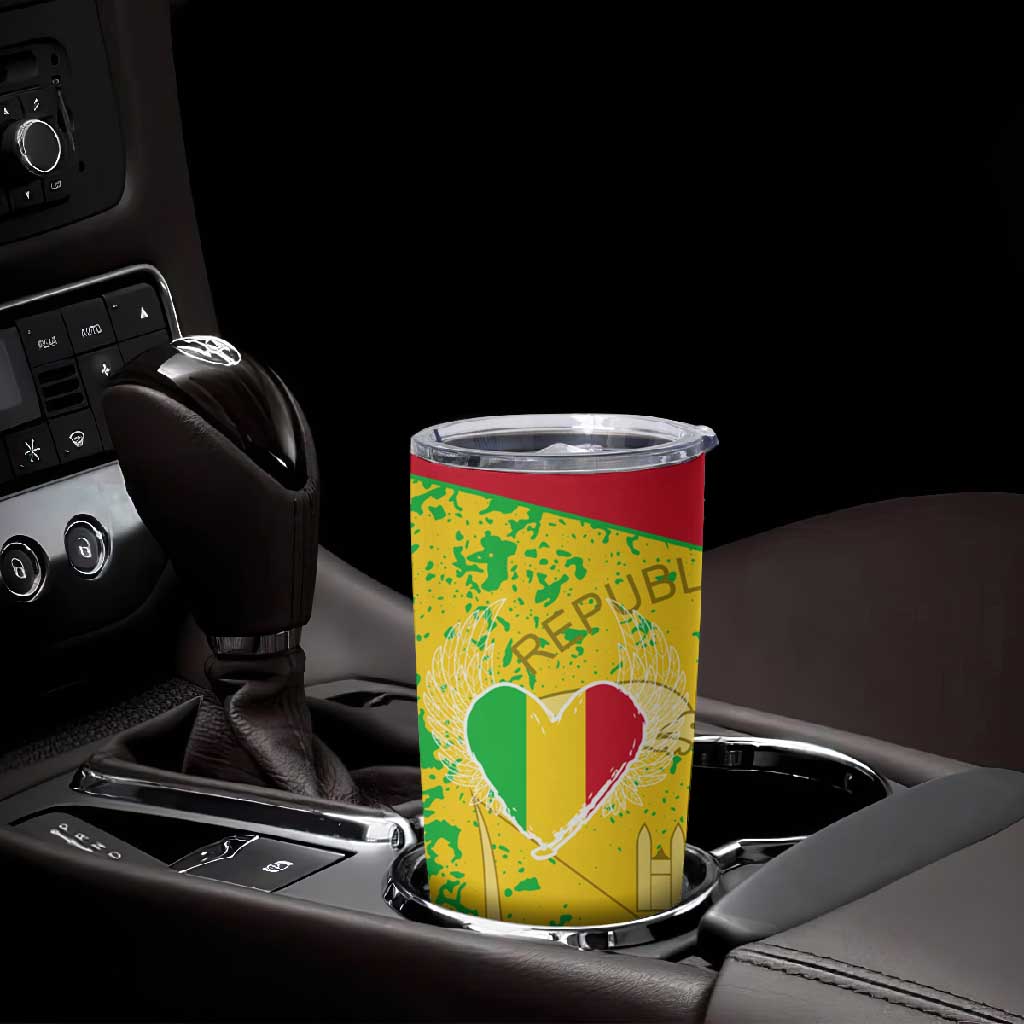 Mali in My Heart Tumbler Cup Map with National Flag Colors