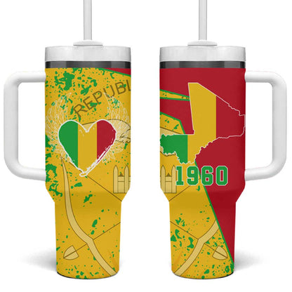 Mali in My Heart Tumbler With Handle Map with National Flag Colors