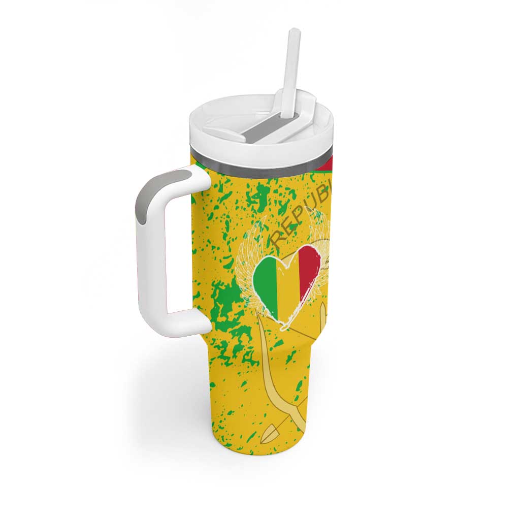 Mali in My Heart Tumbler With Handle Map with National Flag Colors