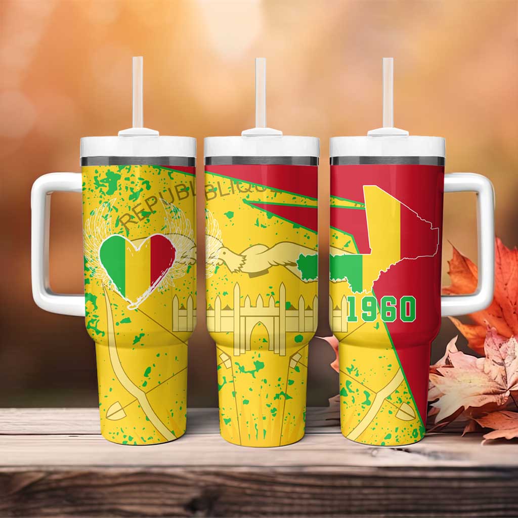 Mali in My Heart Tumbler With Handle Map with National Flag Colors