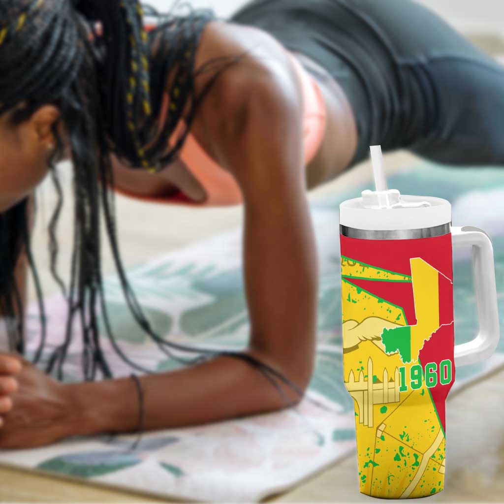 Mali in My Heart Tumbler With Handle Map with National Flag Colors