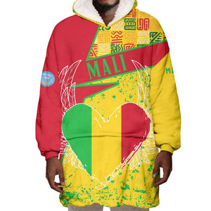 Mali in My Heart Wearable Blanket Hoodie Map with National Flag Colors