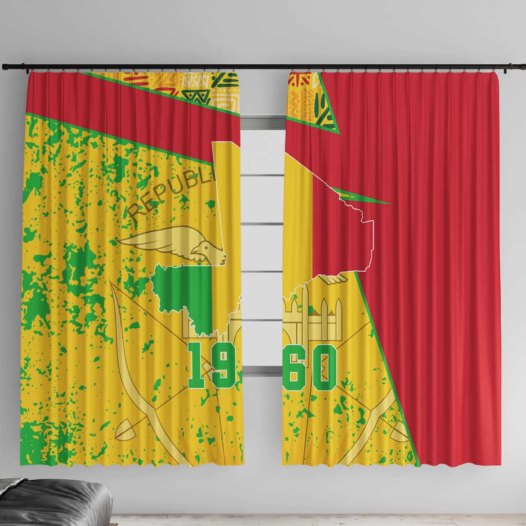 Mali in My Heart Window Curtain Map with National Flag Colors