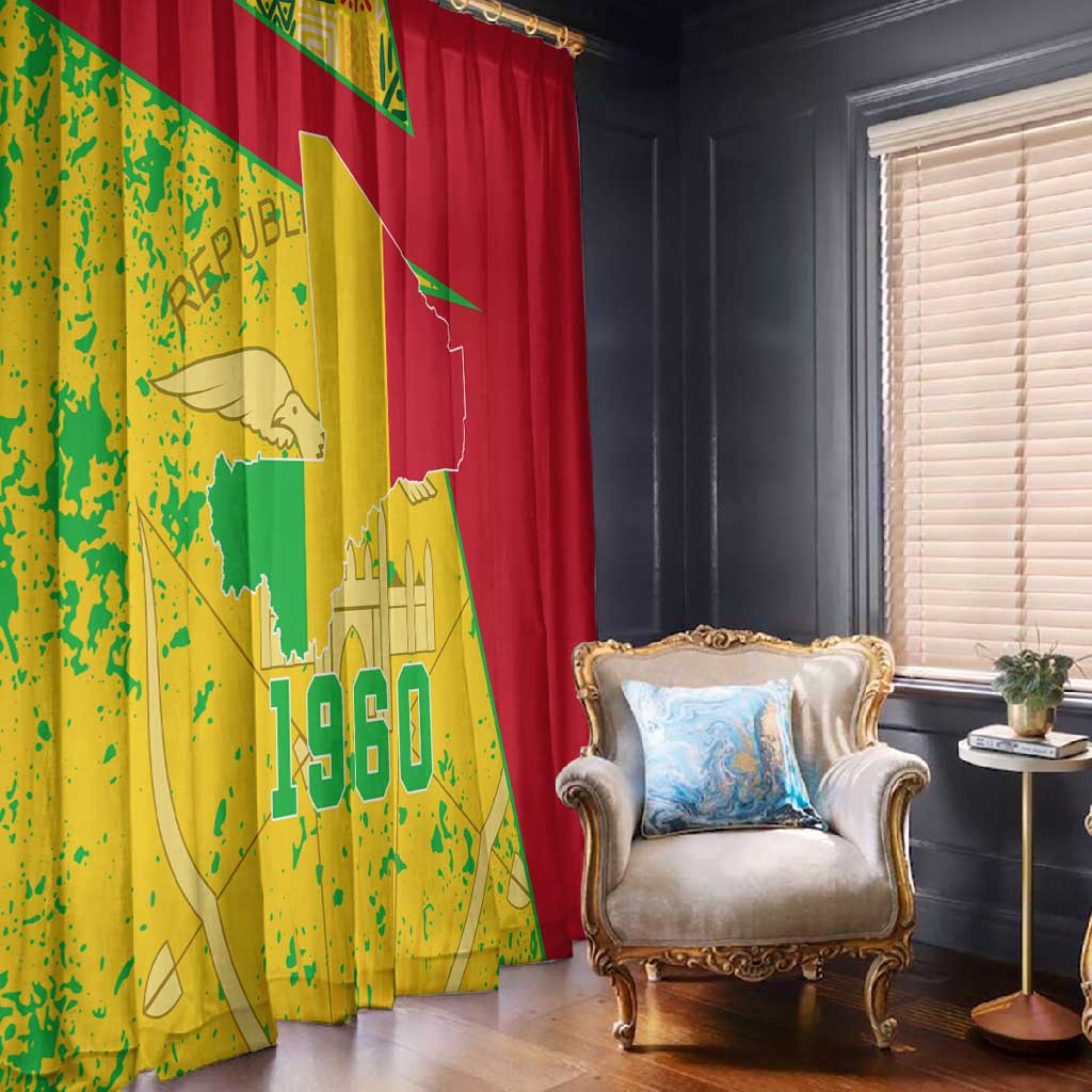 Mali in My Heart Window Curtain Map with National Flag Colors
