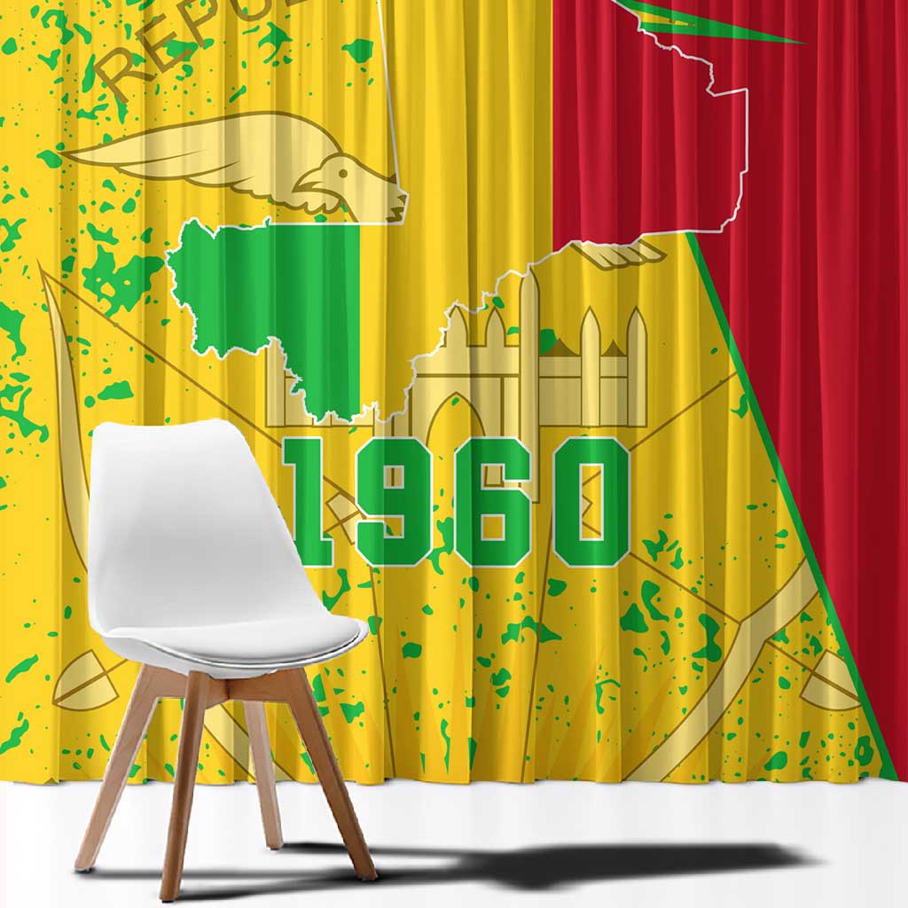 Mali in My Heart Window Curtain Map with National Flag Colors