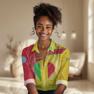 Mali in My Heart Women Casual Shirt Map with National Flag Colors