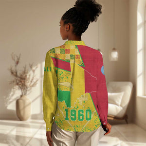 Mali in My Heart Women Casual Shirt Map with National Flag Colors