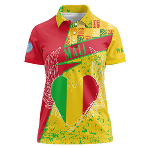 Mali in My Heart Women Polo Shirt Map with National Flag Colors