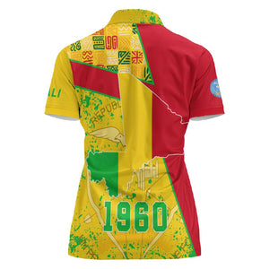 Mali in My Heart Women Polo Shirt Map with National Flag Colors