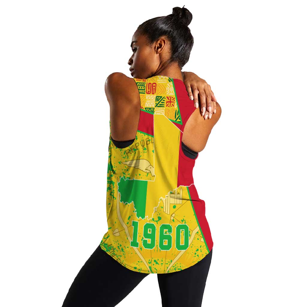 Mali in My Heart Women Racerback Tank Map with National Flag Colors
