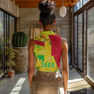 Mali in My Heart Women Sleeveless Polo Shirt Map with National Flag Colors