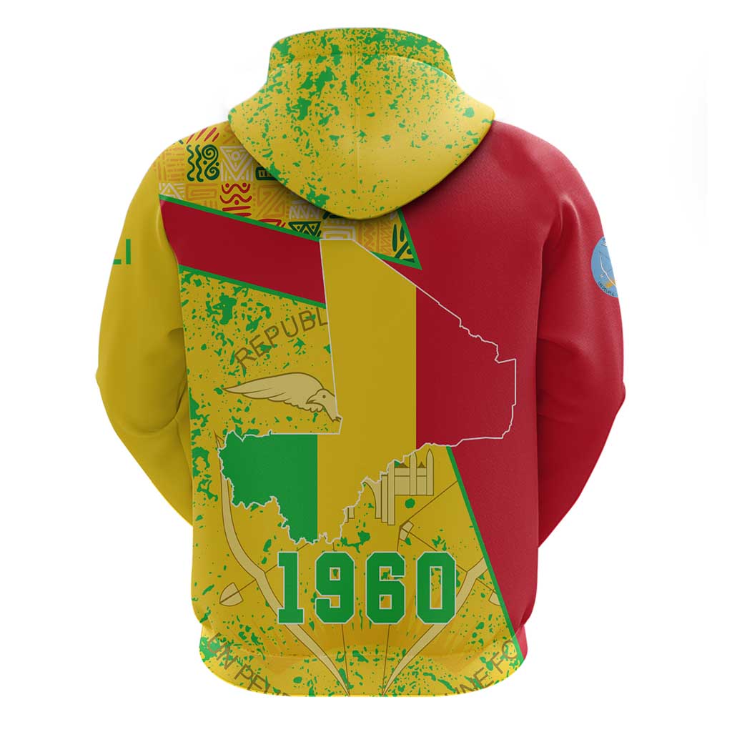 Mali in My Heart Zip Hoodie Map with National Flag Colors