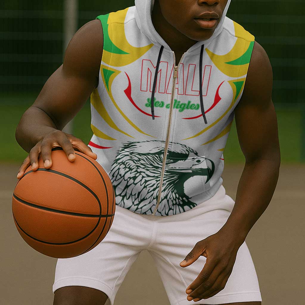 Mali Les Aigles Football Sleeveless Zip Hoodie Eagles Sporty Style - African Pride