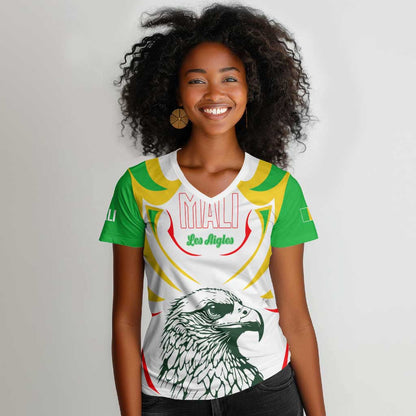 Mali Les Aigles Football Women V-Neck T-Shirt Eagles Sporty Style