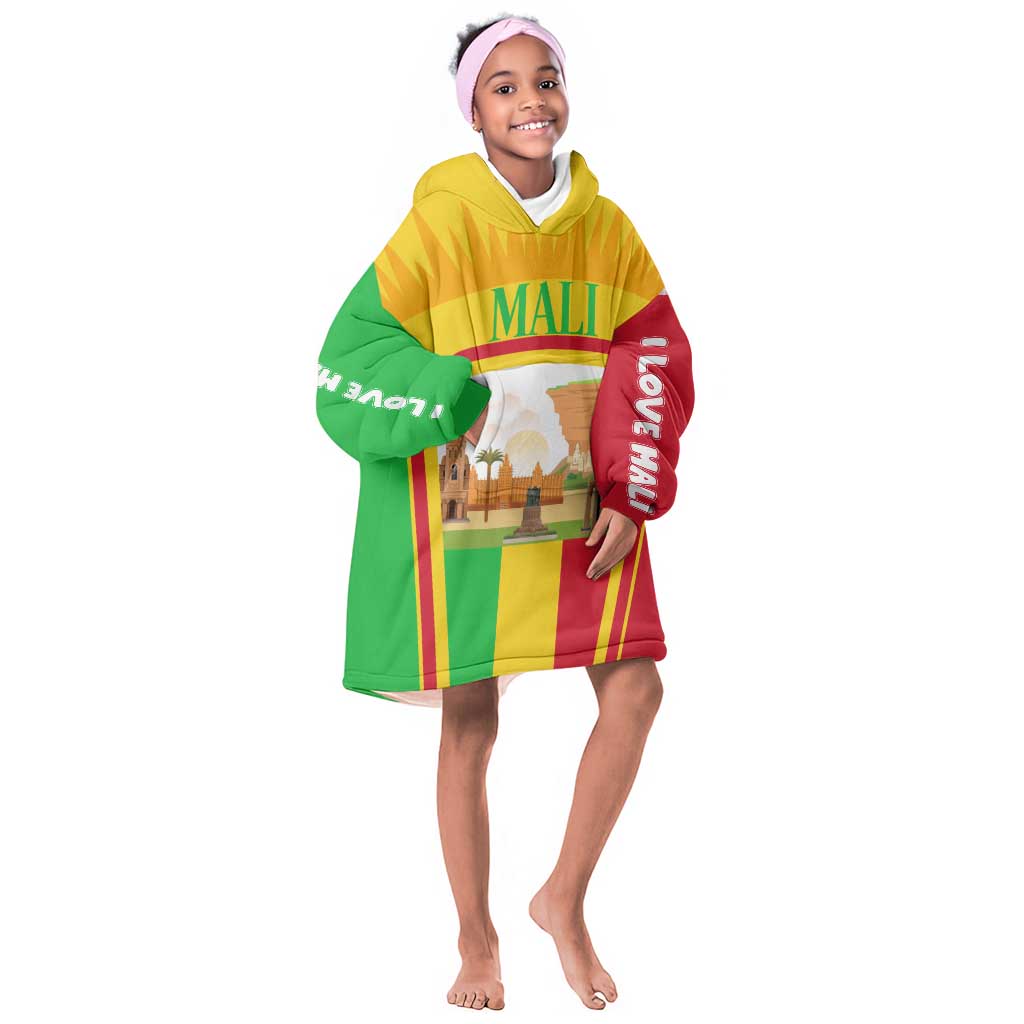 I Love Mali Kid Wearable Blanket Hoodie Famous Tourist Destinations