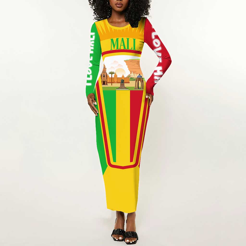 I Love Mali Long Sleeve Bodycon Dress Famous Tourist Destinations TS04