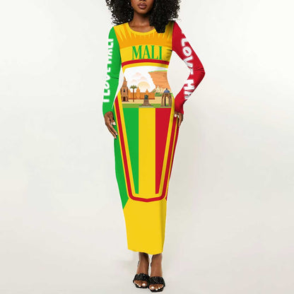 I Love Mali Long Sleeve Bodycon Dress Famous Tourist Destinations TS04