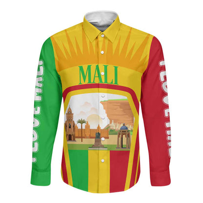 I Love Mali Long Sleeve Button Shirt Famous Tourist Destinations