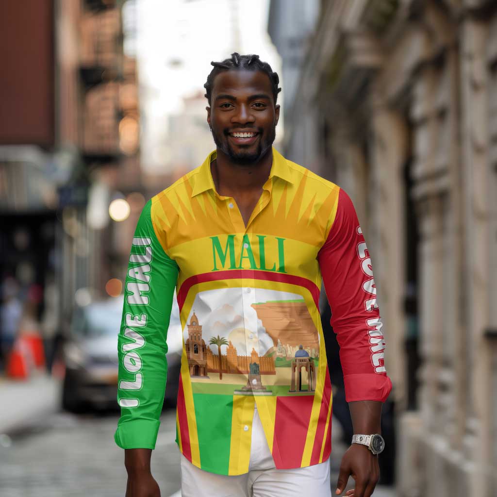 I Love Mali Long Sleeve Button Shirt Famous Tourist Destinations