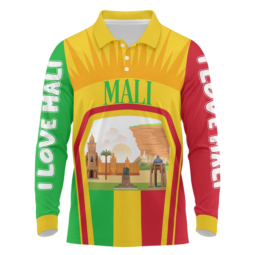 I Love Mali Long Sleeve Polo Shirt Famous Tourist Destinations