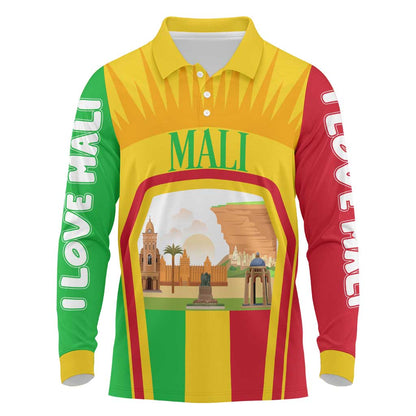 I Love Mali Long Sleeve Polo Shirt Famous Tourist Destinations
