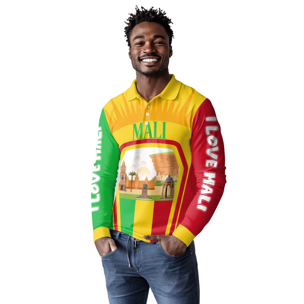 I Love Mali Long Sleeve Polo Shirt Famous Tourist Destinations