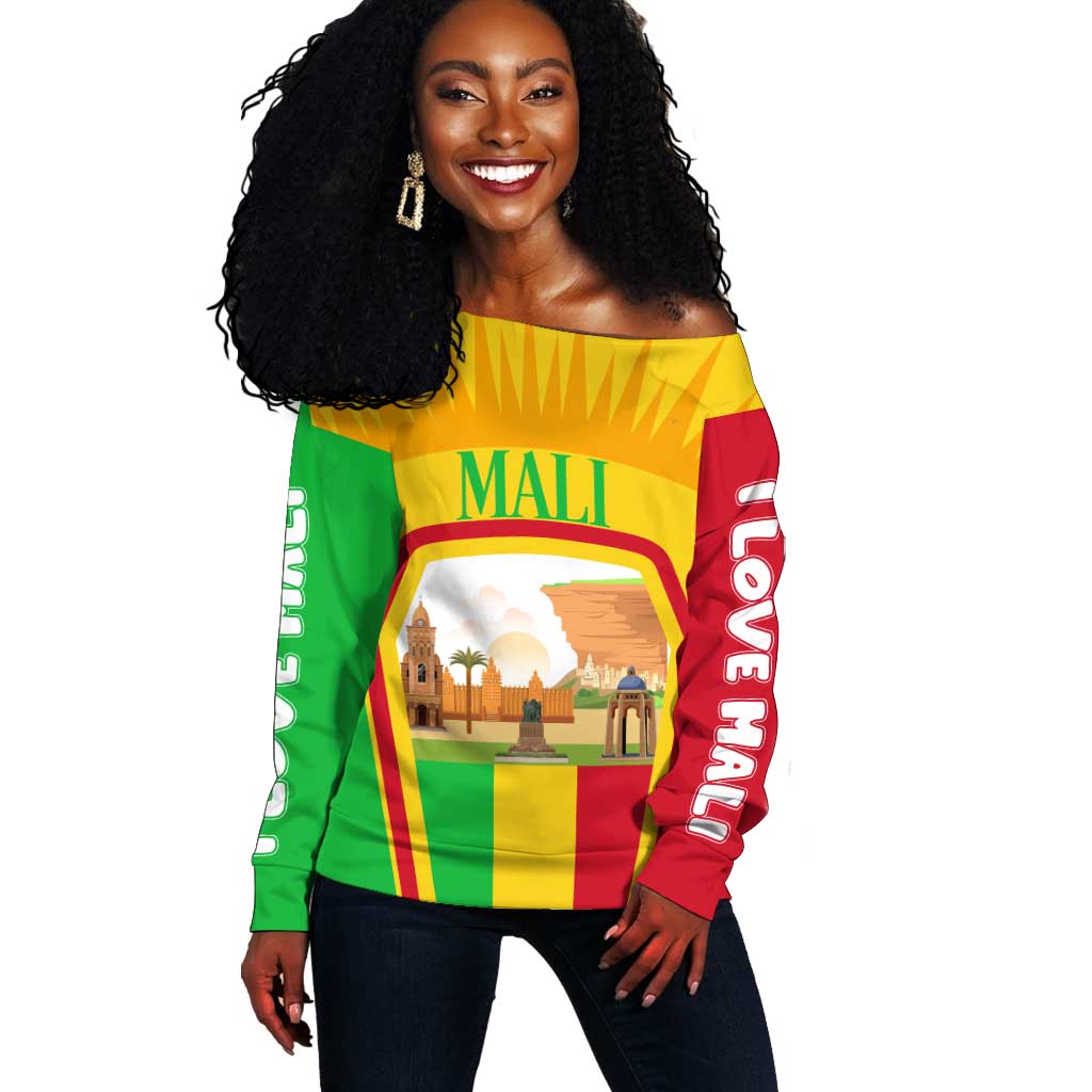 I Love Mali Off Shoulder Sweater Famous Tourist Destinations