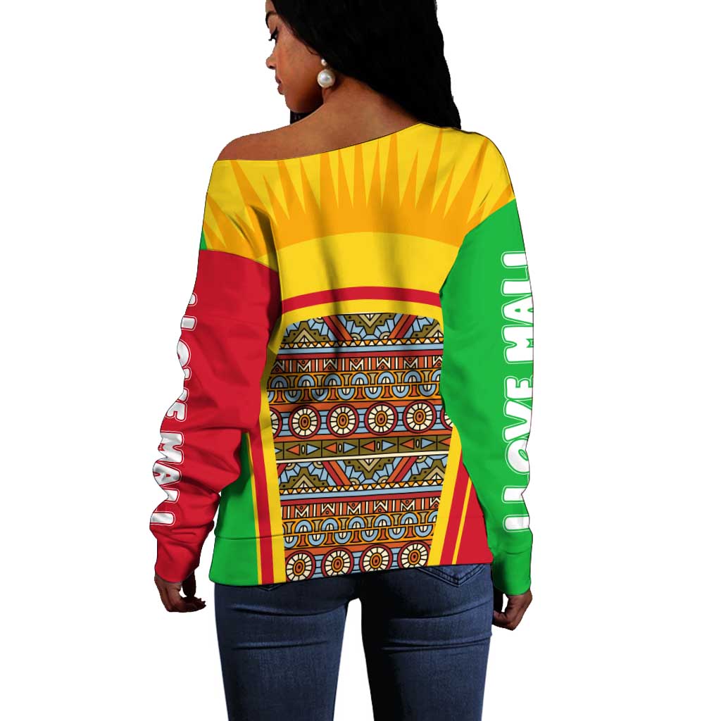 I Love Mali Off Shoulder Sweater Famous Tourist Destinations