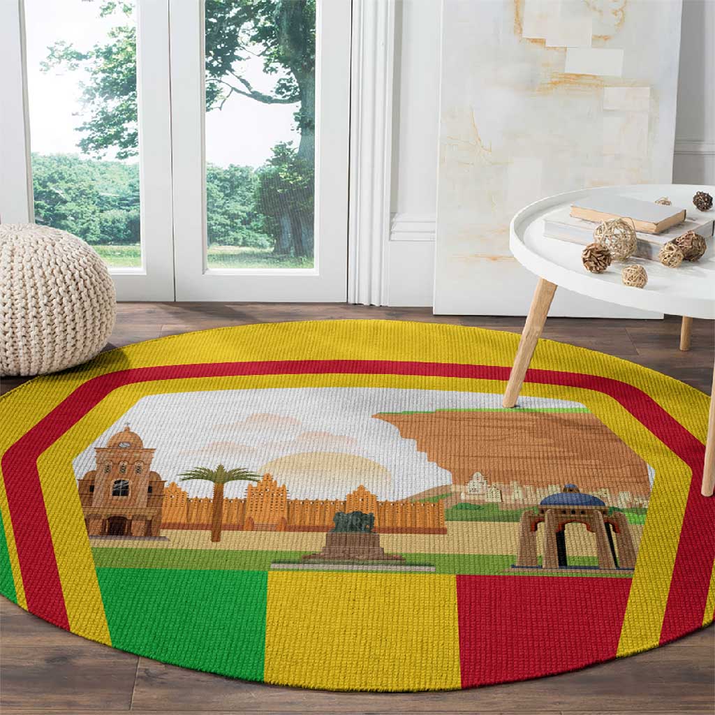 I Love Mali Round Carpet Famous Tourist Destinations