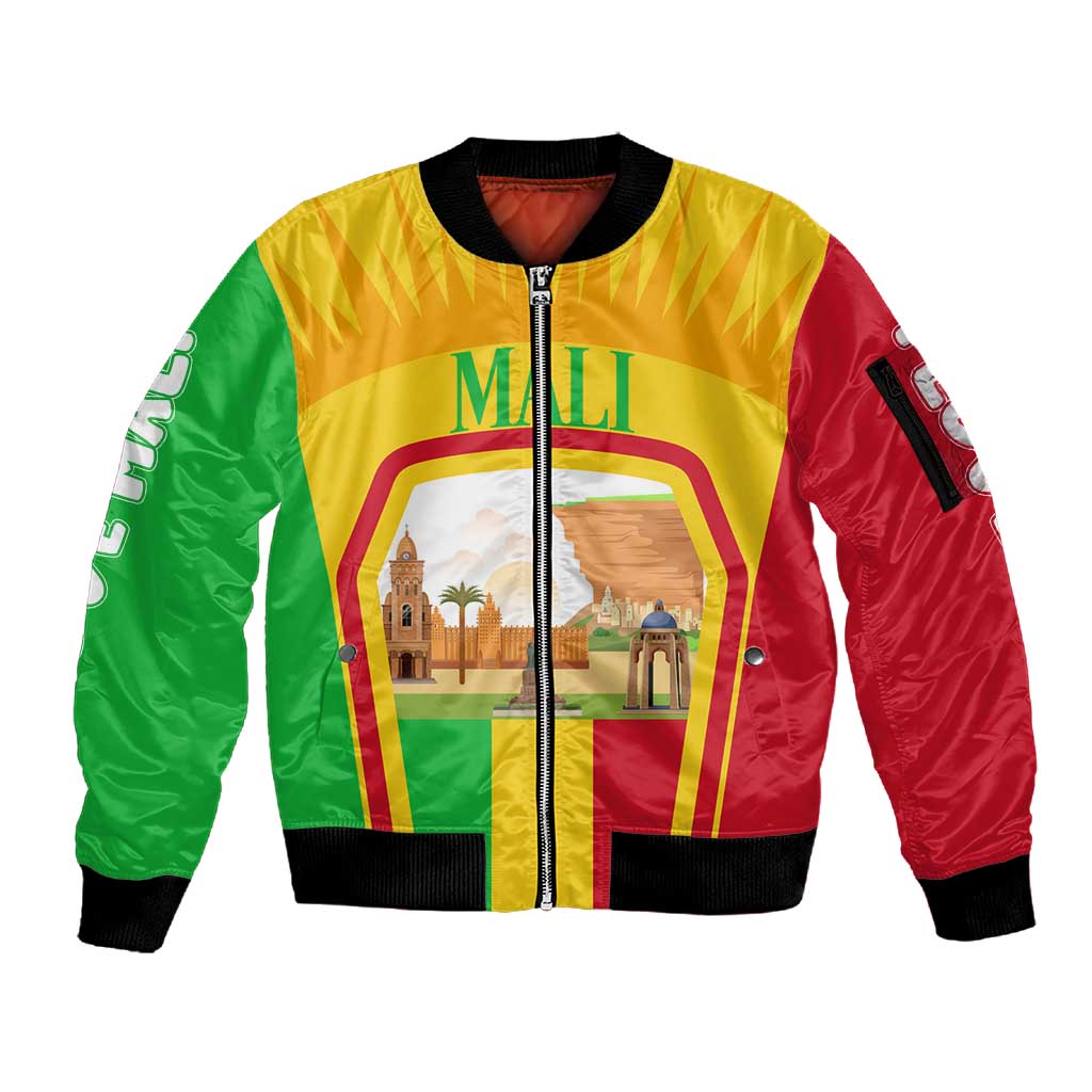 I Love Mali Sleeve Zip Bomber Jacket Famous Tourist Destinations