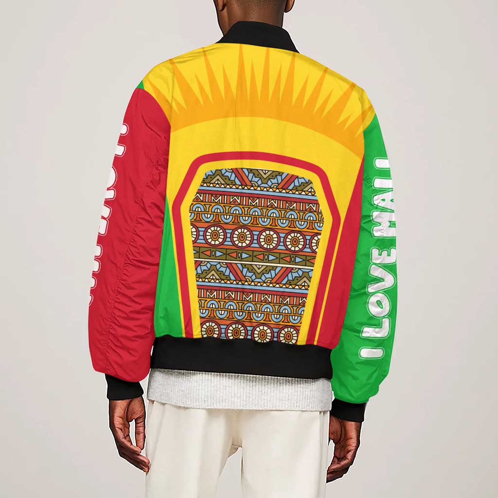 I Love Mali Sleeve Zip Bomber Jacket Famous Tourist Destinations
