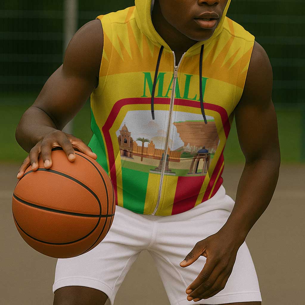 I Love Mali Sleeveless Zip Hoodie Famous Tourist Destinations - African Pride