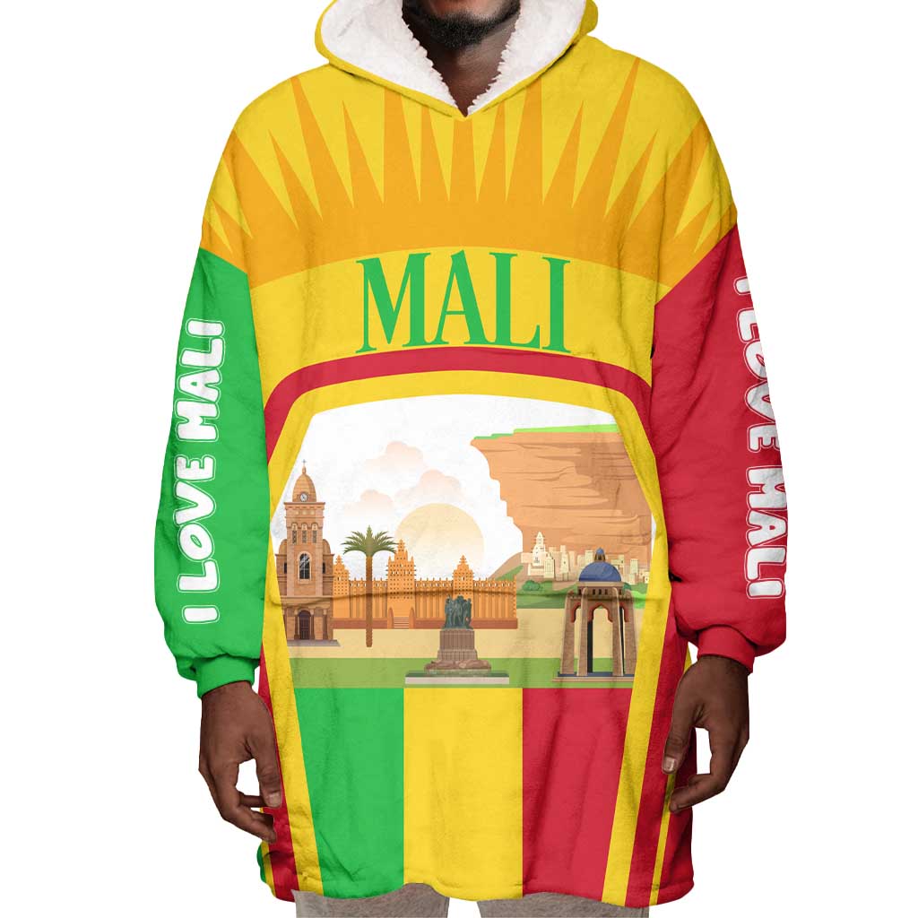 I Love Mali Wearable Blanket Hoodie Famous Tourist Destinations