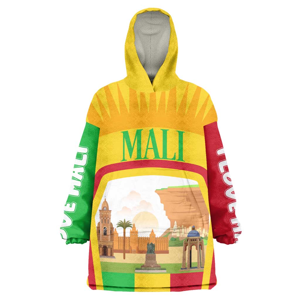 I Love Mali Wearable Blanket Hoodie Famous Tourist Destinations