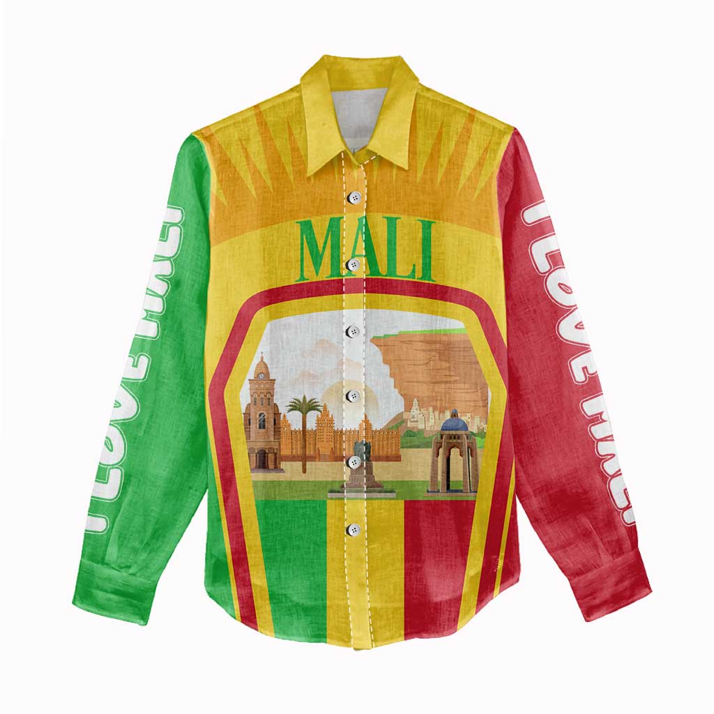 I Love Mali Women Casual Shirt Famous Tourist Destinations