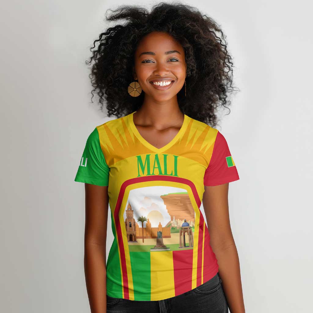 I Love Mali Women V-Neck T-Shirt Famous Tourist Destinations