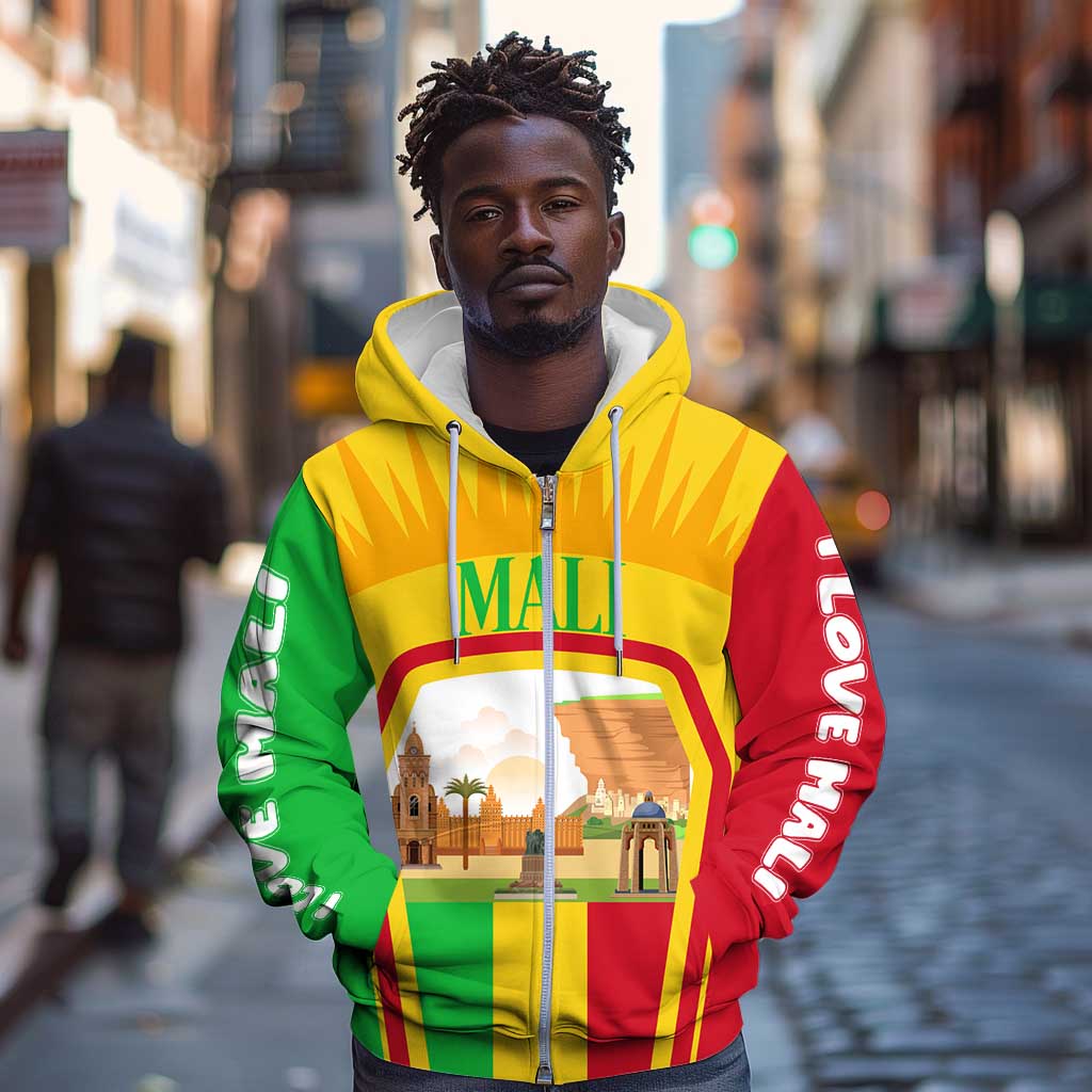I Love Mali Zip Hoodie Famous Tourist Destinations